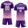 Custom Purple White-Light Pink Gradient Pinstripe Sublimation Soccer Uniform Jersey