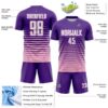 Custom Purple White-Light Pink Gradient Pinstripe Sublimation Soccer Uniform Jersey