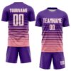 Custom Purple White-Medium Pink Gradient Pinstripe Sublimation Soccer Uniform Jersey