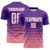 Custom Purple White-Medium Pink Gradient Pinstripe Sublimation Soccer Uniform Jersey