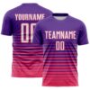 Custom Purple White-Neon Pink Gradient Pinstripe Sublimation Soccer Uniform Jersey