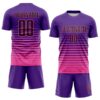 Custom Purple Black-Pink Gradient Pinstripe Sublimation Soccer Uniform Jersey
