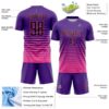 Custom Purple Black-Pink Gradient Pinstripe Sublimation Soccer Uniform Jersey