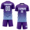 Custom Purple White-Light Blue Gradient Pinstripe Sublimation Soccer Uniform Jersey
