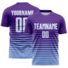 Custom Purple White-Light Blue Gradient Pinstripe Sublimation Soccer Uniform Jersey