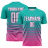 Custom Aqua White-Pink Gradient Pinstripe Sublimation Soccer Uniform Jersey