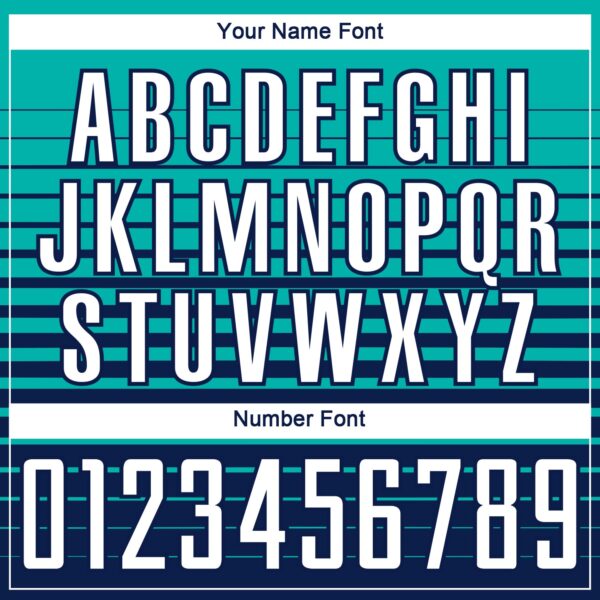 Custom Aqua White-Navy Gradient Pinstripe Sublimation Soccer Uniform Jersey