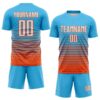 Custom Sky Blue White-Orange Gradient Pinstripe Sublimation Soccer Uniform Jersey