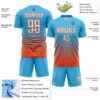 Custom Sky Blue White-Orange Gradient Pinstripe Sublimation Soccer Uniform Jersey