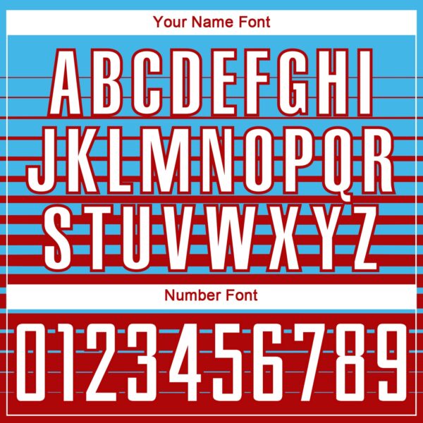 Custom Sky Blue White-Red Gradient Pinstripe Sublimation Soccer Uniform Jersey