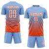 Custom Light Blue White-Orange Gradient Pinstripe Sublimation Soccer Uniform Jersey