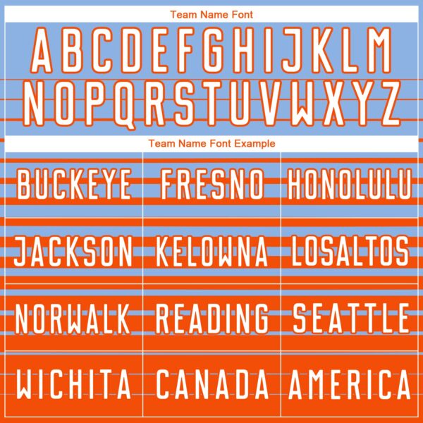 Custom Light Blue White-Orange Gradient Pinstripe Sublimation Soccer Uniform Jersey