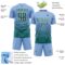 Custom Light Blue Teal-Cream Gradient Pinstripe Sublimation Soccer Uniform Jersey