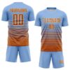 Custom Light Blue Bay Orange-Cream Gradient Pinstripe Sublimation Soccer Uniform Jersey
