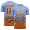 Custom Light Blue Bay Orange-Cream Gradient Pinstripe Sublimation Soccer Uniform Jersey