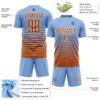 Custom Light Blue Bay Orange-Cream Gradient Pinstripe Sublimation Soccer Uniform Jersey