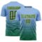 Custom Light Blue Kelly Green-Gold Gradient Pinstripe Sublimation Soccer Uniform Jersey