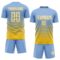Custom Light Blue White-Yellow Gradient Pinstripe Sublimation Soccer Uniform Jersey