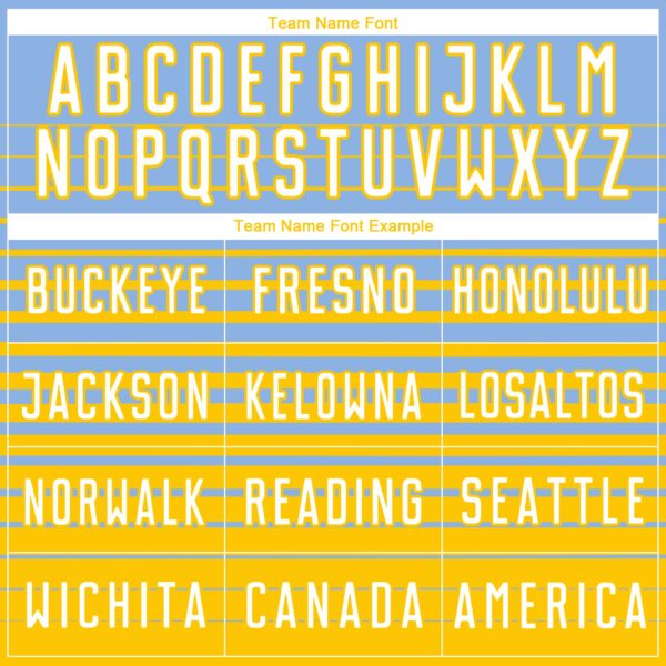 Custom Light Blue White-Yellow Gradient Pinstripe Sublimation Soccer Uniform Jersey