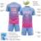 Custom Light Blue White-Pink Gradient Pinstripe Sublimation Soccer Uniform Jersey