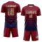 Custom Crimson Vintage USA Flag Cream-Navy Gradient Pinstripe Sublimation Soccer Uniform Jersey
