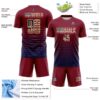 Custom Crimson Vintage USA Flag Cream-Navy Gradient Pinstripe Sublimation Soccer Uniform Jersey