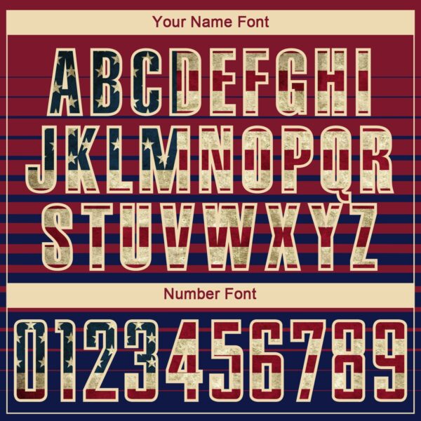 Custom Crimson Vintage USA Flag Cream-Navy Gradient Pinstripe Sublimation Soccer Uniform Jersey