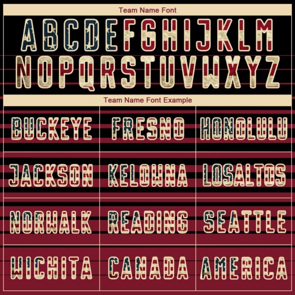 Custom Black Vintage USA Flag Cream-Crimson Gradient Pinstripe Sublimation Soccer Uniform Jersey