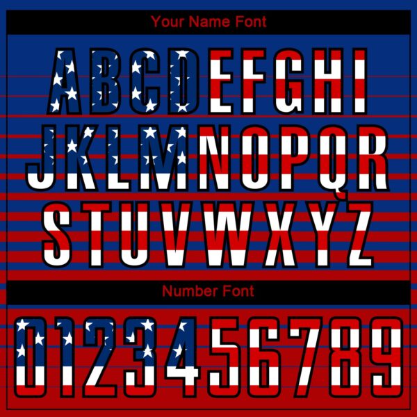 Custom Royal Vintage USA Flag Black-Red Gradient Pinstripe Sublimation Soccer Uniform Jersey