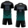 Custom Black Teal-Pink Gradient Pinstripe Sublimation Soccer Uniform Jersey
