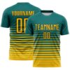 Custom Teal Yellow-Black Gradient Pinstripe Sublimation Soccer Uniform Jersey