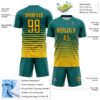 Custom Teal Yellow-Black Gradient Pinstripe Sublimation Soccer Uniform Jersey