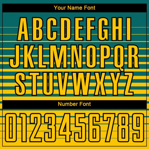 Custom Teal Yellow-Black Gradient Pinstripe Sublimation Soccer Uniform Jersey