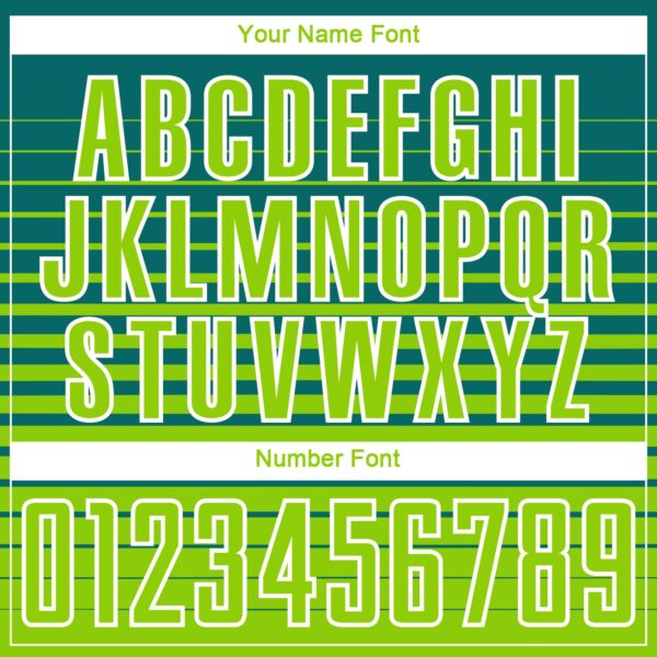 Custom Teal Neon Green-White Gradient Pinstripe Sublimation Soccer Uniform Jersey