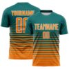 Custom Teal Bay Orange-White Gradient Pinstripe Sublimation Soccer Uniform Jersey