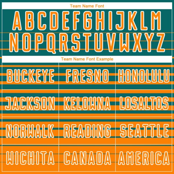 Custom Teal Bay Orange-White Gradient Pinstripe Sublimation Soccer Uniform Jersey
