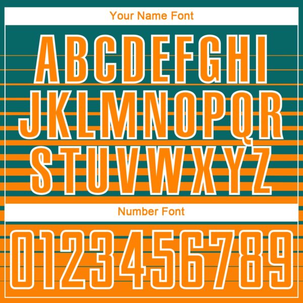 Custom Teal Bay Orange-White Gradient Pinstripe Sublimation Soccer Uniform Jersey