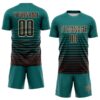 Custom Teal Brown-Cream Gradient Pinstripe Sublimation Soccer Uniform Jersey