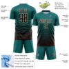 Custom Teal Brown-Cream Gradient Pinstripe Sublimation Soccer Uniform Jersey