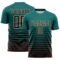 Custom Teal Brown-Cream Gradient Pinstripe Sublimation Soccer Uniform Jersey