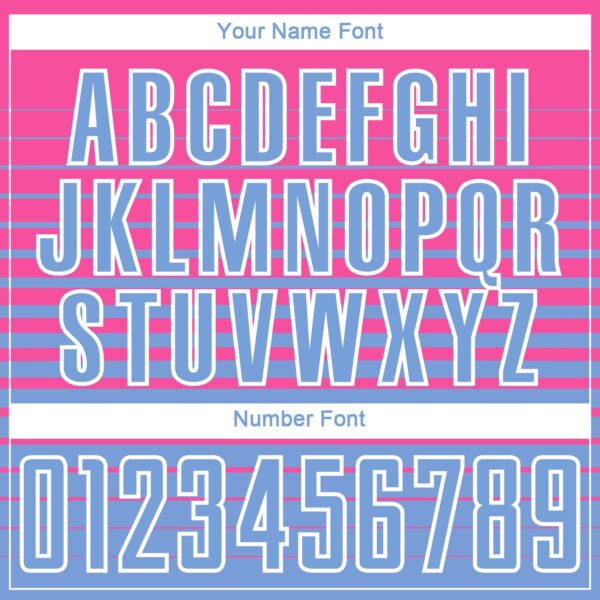 Custom Pink Light Blue-White Gradient Pinstripe Sublimation Soccer Uniform Jersey