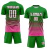 Custom Grass Green White Pink-Black Gradient Pinstripe Sublimation Soccer Uniform Jersey