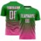 Custom Grass Green White Pink-Black Gradient Pinstripe Sublimation Soccer Uniform Jersey