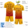 Custom Gold Red-Black Gradient Pinstripe Sublimation Soccer Uniform Jersey
