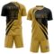 Custom Old Gold Black Diagonal Streamline Color Block Swirl Curve Lines Sublimation Soccer Uniform Jersey