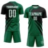 Custom Kelly Green White-Black Diagonal Streamline Color Block Swirl Curve Lines Sublimation Soccer Uniform Jersey