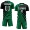 Custom Kelly Green White-Black Diagonal Streamline Color Block Swirl Curve Lines Sublimation Soccer Uniform Jersey