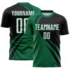 Custom Kelly Green White-Black Diagonal Streamline Color Block Swirl Curve Lines Sublimation Soccer Uniform Jersey