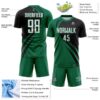 Custom Kelly Green White-Black Diagonal Streamline Color Block Swirl Curve Lines Sublimation Soccer Uniform Jersey