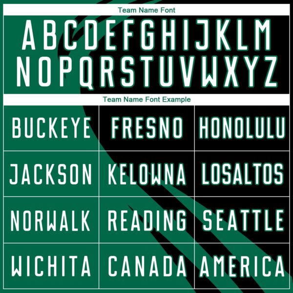 Custom Kelly Green White-Black Diagonal Streamline Color Block Swirl Curve Lines Sublimation Soccer Uniform Jersey